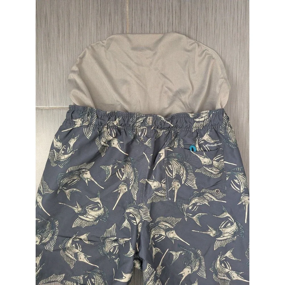 Eddie Bauer Free Dry Swim Trunks Medium Black Lined Swordfish